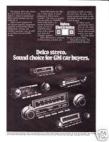 1975 DELCO ELECTRONICS CAR STEREO Vintage Print Ad  
