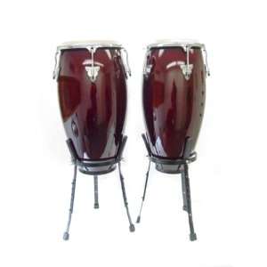   Conga DRUM SET 11 + 12 PAIR + STANDS   RED WINE Musical Instruments