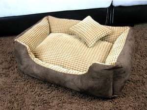 Pet Dog Cat Soft Sofa Bed kennel brown S,M+pillow  