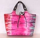 DONALD PLINER TOTE TIE DYE PURSE PINK FABRIC LEATHER