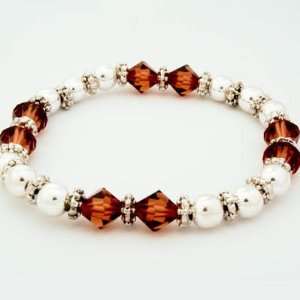   Brown Swarovski Crystal Beaded Stretch Bracelet Arts, Crafts & Sewing