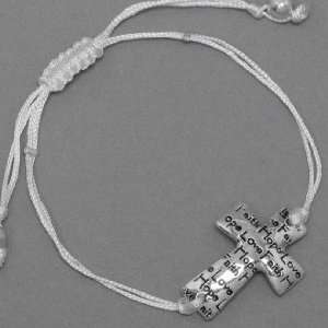 Sideways Cross Bracelet (Side Cross) Bling Bling Rhinestone Silver 