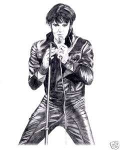 ELVIS PRESLEY LITHOGRAPH POSTER PENCIL DRAWING PRINT #1  