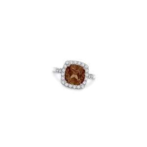 ZALES Cushion Cut Smoky Quartz and Lab Created White Sapphire Ring in 