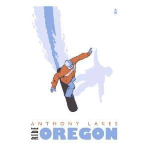 Anthony Lakes, Oregon, Stylized Snowboarder Premium Giclee Poster 