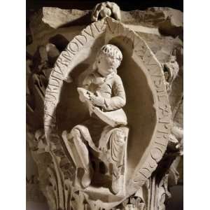  Young Man Seated Holding a Lute, Romanesque Carved Capital, c 