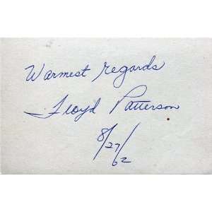  Floyd Patterson Autographed/Hand Signed 3x5 Card: Sports 