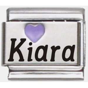  Kiara Purple Heart Laser Name Italian Charm Link Jewelry