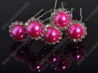   Rhinestone Pearl Beads Bride Spins Pins Hair Hairpin accessory  