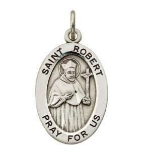 St Robert Sterling Silver Medal on 20 Chain Christian Jewelry Patron 