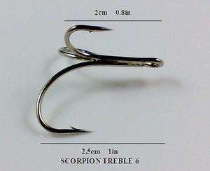 100 pcs fishing hooks scorpion treble silver 6# new  