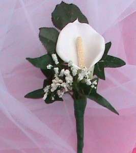 BOUTONNIERE Calla Lily Wedding Silk Flowers Groomsmen  