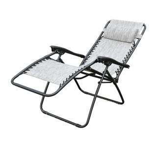   Gravity Chair Folding Recliner Outdoor Lounge Chairs Patio Pool Grey