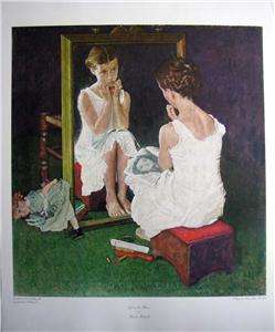 NORMAN ROCKWELL Ltd PRINT COLLOTYPE GIRL AT THE MIRROR  