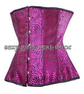 Purple Swirl Underbust CORSET Bustier Full Steel Boned 5XL A01