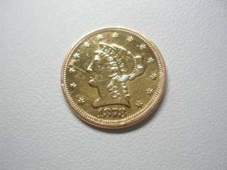 1878 CORONET US QUARTER EAGLE 2.50 GOLD COIN  