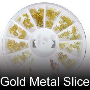 12 Shape Nail Art Gold Metal Slice Sticker Design Wheel  