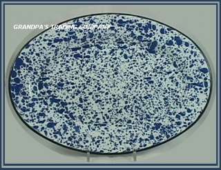   marbelized spatter ware/granite ware oval steak plate or platter