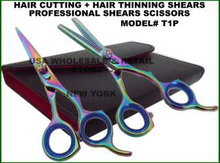 Professional Hair Cutting + Double Thinning Shears Scissors Pair T1P 