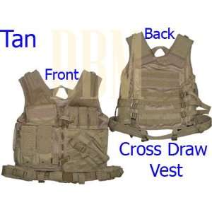  Tactical Military Cross Draw Vest With Pistol Belt Tan 