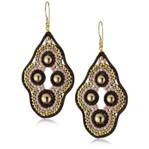    Miguel Ases Leather 14k Gold Filled Cluster Drop Earrings Jewelry