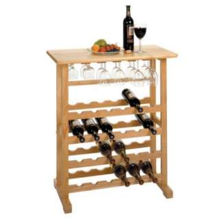 New Winsome 24 Bottle Wooden Wood Wine & Glass Rack  