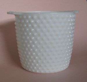   Hocking milk Glass handled ice bucket,White Hobnail pattern  