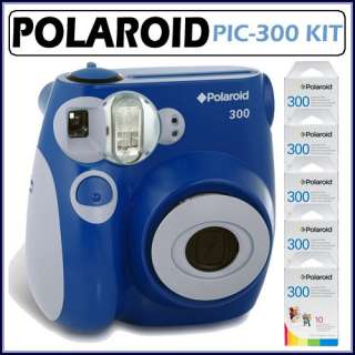   Camera, Analog   Blue Kit, with 5   Packs of Polaroid 300 Instant Film
