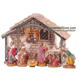   Scale 8 Piece Lighted Nativity Set with Italian Stable