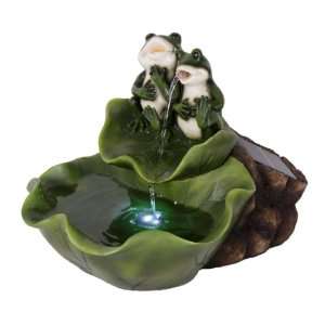  Frog Cascade Solar Fountain with LED Lights Patio, Lawn 
