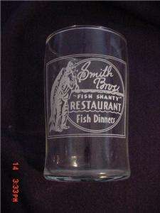 vintage, SMITH BROTHERS FISH SHANTY,FISH DINNERS RESTAURANT GLASS 