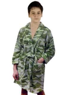  Camouflage Printed Plush Microterry Boys Bathrobe, 100% 