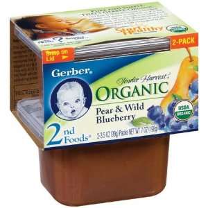 Gerber 2nd Foods Baby Foods Organic Pear & Wild Blueberry 3.5 Oz   8 