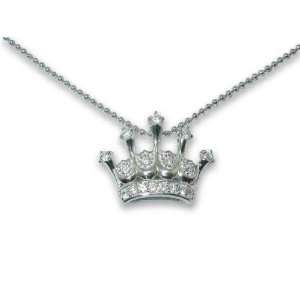  White CZ Crown Pendant Necklace 18 CHELINE Jewelry