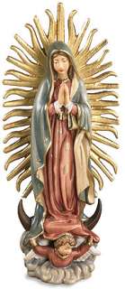 OUR LADY OF GUADALUPE HAND CARVED AND PAINTED WOODEN STATUE AMAZING 