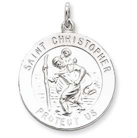 Sterling Silver St.Christopher Round Medal Pendant 5g  