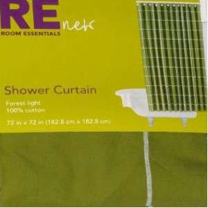  Green Windowpane Plaid Fabric Shower Curtain Casual 