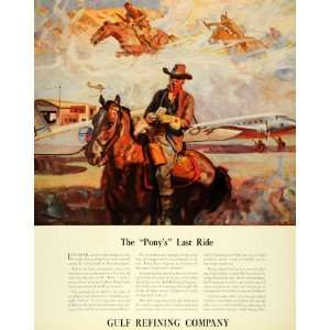  1935 Ad Gulf Oil Eastern Airline Western Cowboy Indians 