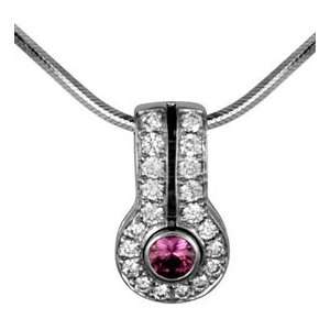  18K White Gold, .50 cttw Diamond and Pink Sapphire 
