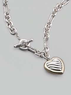 David Yurman   Sterling Silver & 18K Yellow Gold Heart Charm Necklace