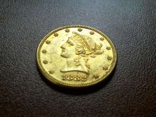1882 $10 TEN DOLLAR LIBERTY HEAD EAGLE GOLD COIN  