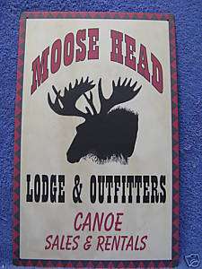 Moose Head Lodge Tin Metal Sign Rustic Decor Canoe  