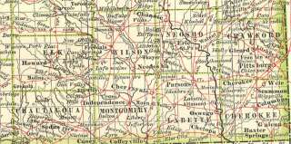 USA: KANSAS. Old Antique Map.1897  