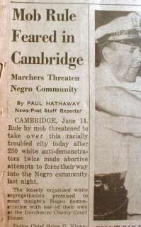   newspaper CAMBRIDGE RACE RIOT Maryland Eastern Shore CIVIL RIGHTS ERA