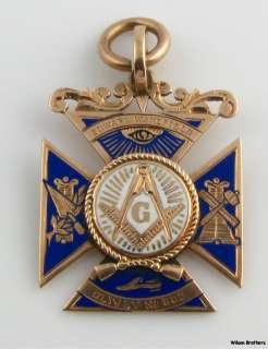 Blue Lodge Masonic Multi Symbol Fob   14k Solid Yellow Gold Vintage 