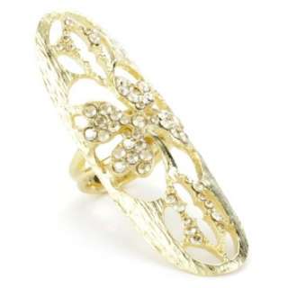 Clara Kasavina Swarovski Crystal Long Finger Ring, Size 7   designer 