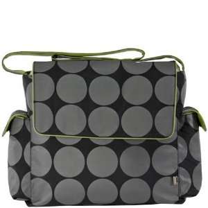  OiOi Black Grey Dot Messenger Diaper Bag with Lime 