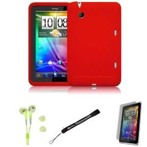 com RED Cover Protective Slim Durable Silicon Skin Case for HTC Flyer 