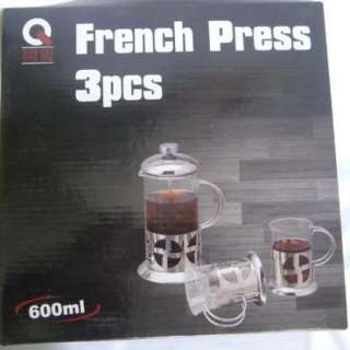600ml French Press Coffee/Tea Maker Set 3pcs  