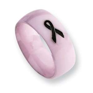  Ceramic Pink Black Accented Ribbon 8mm Polished Band 